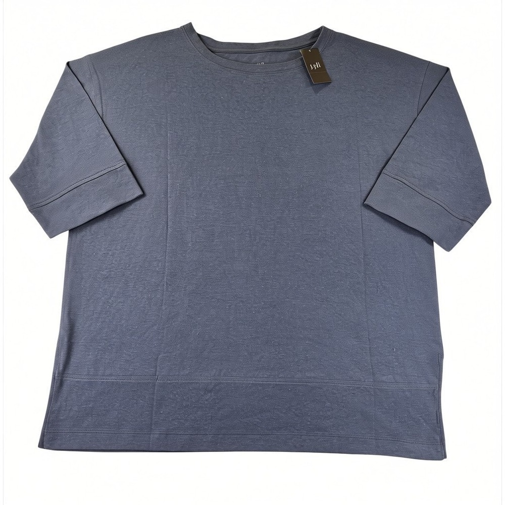NEW Pure Jill J. Jill Hemp Womens M Cotton Knit Seamed Tunic Top Blue Grey NWT